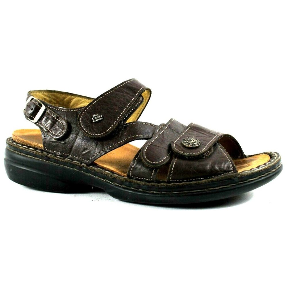 Finn Comfort Gomera Women's Size 40 Sandals Dark Brown Points Comfort Shoes EUC